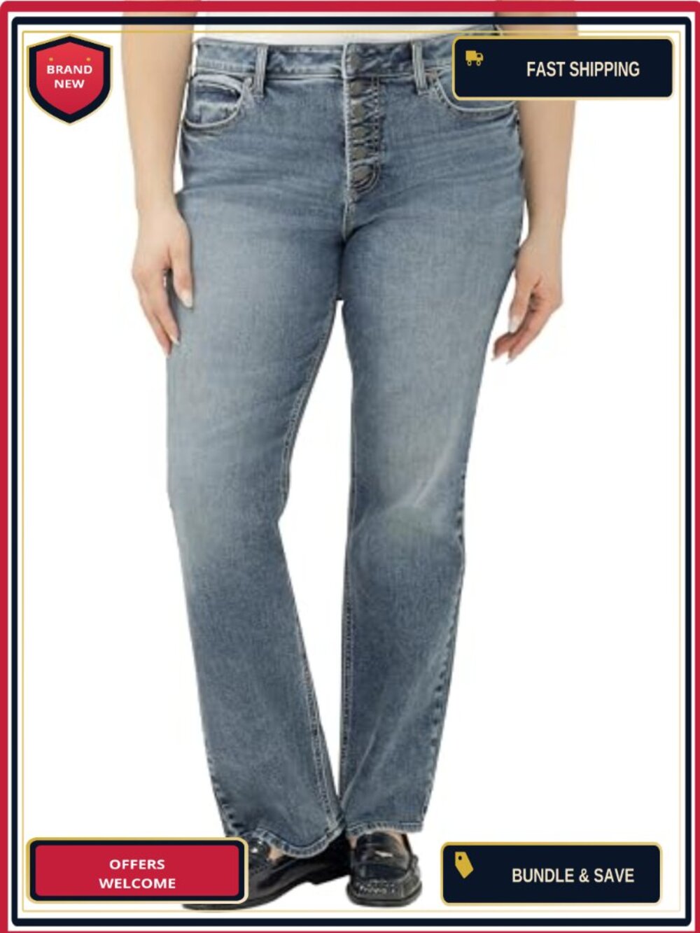 Plus Size Avery High Rise Slim Bootcut Jeans Power Stretch Denim Curvy Fit